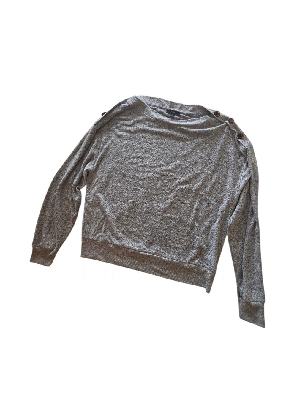 J.Crew Heather Gray Button Shoulder Boatneck Sweater Medium